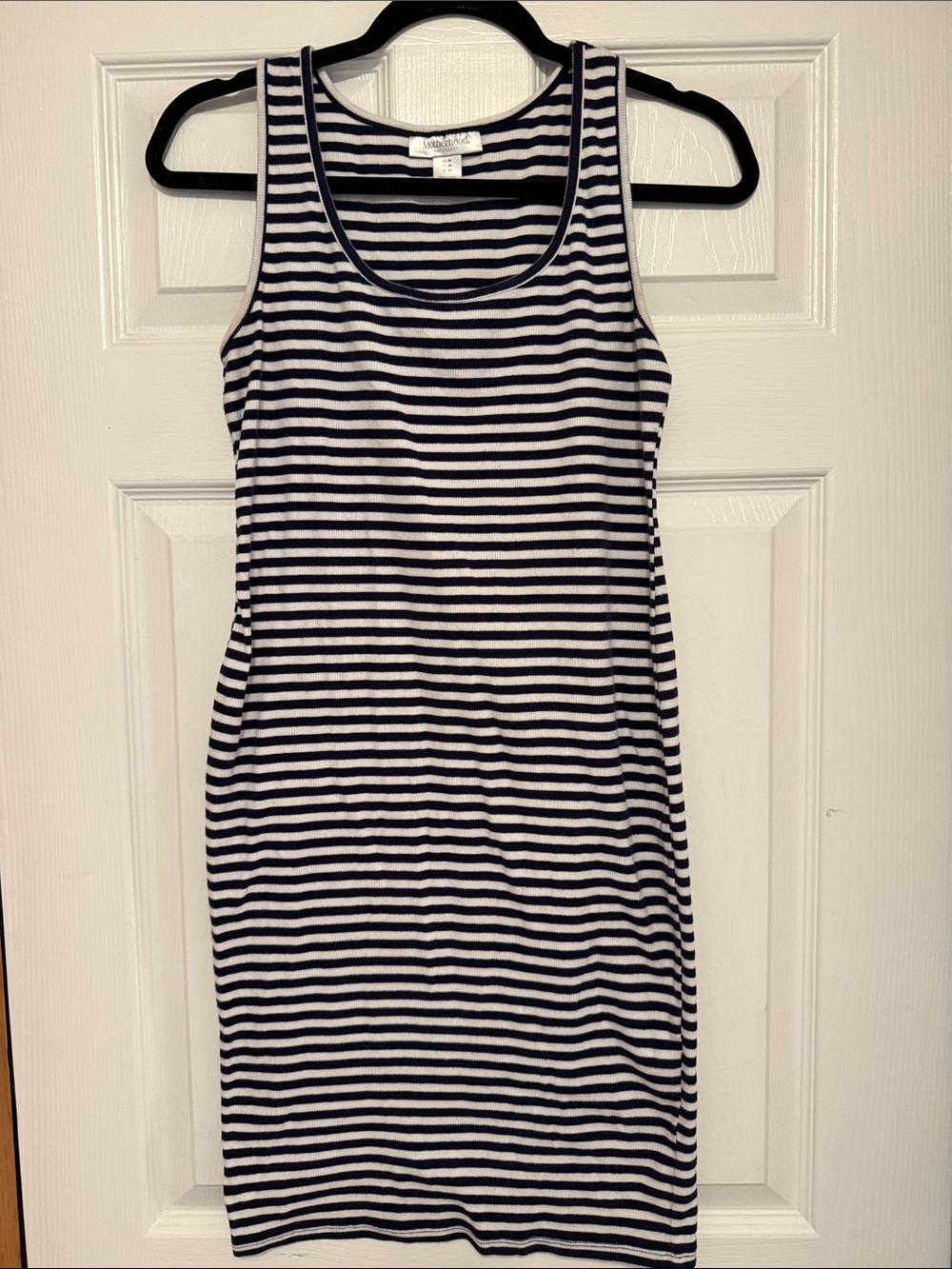Motherhood Maternity Striped Tank Dress in Navy and White - Classic Sleeveless